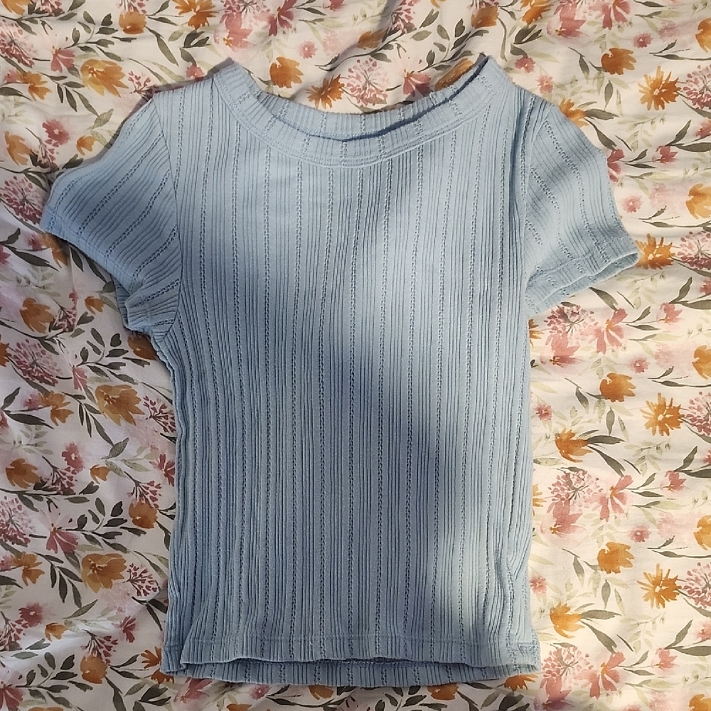 American Eagle Outfitters Soft Blue Knit Top